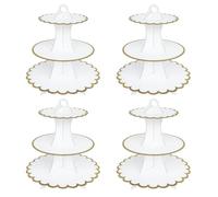 Seveups 4Pack 3 Tier Cake Stand, White Cardboard Cake Stand, Dessert Cupcake Stands Round Cardboard Cupcake Tower for Birthday,Party,Baby Showers