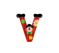 Sevi 81758 Wooden Letter V Clown Approx. 10 cm, Door Letters for Children's Room, ABC Wooden Educational Toy for Children from 3 Years, Letter Clowns Assorted, Purple