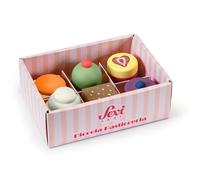 Sevi Pastry Set (16 Pieces) | Wooden Educational Games for Children Aged 2-3 Years | 18 x 13 x 6 cm | Pretend Play | Model 83131