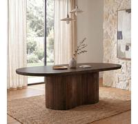 Sevilla Curved Fluted Dining Table - Oval - Pedestal - Chestnut - Mango Wood - Sizes Available