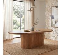 Sevilla Curved Fluted Dining Table - Oval - Pedestal - Natural - Mango Wood - Sizes Available