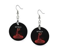 Sevilla Flamenco Dancer Women Dainty Drop Earring Round Earring | Lightweight Earrings,Wooden Dangle Jewelry,Stylish Party Accessory