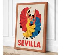 Sevilla Flamenco Vintage Canvas Wall Art Print 18x12 Inch