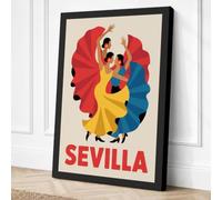 Sevilla Flamenco Vintage Canvas Wall Art Print 18x12 Inch