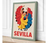 Sevilla Flamenco Vintage Canvas Wall Art Print 18x12 Inch