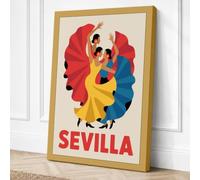 Sevilla Flamenco Vintage Canvas Wall Art Print 24x16 Inch