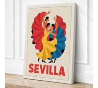 Sevilla Flamenco Vintage Canvas Wall Art Print 30x20 Inch