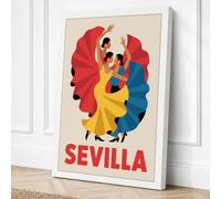 Sevilla Flamenco Vintage Canvas Wall Art Print 36x24 Inch