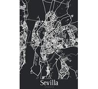 Sevilla: Journal de Voyage | 120 pages lignées | Cadeau parfait pour les amoureux de voyages | Format 15,2 x 22,9 cm | Carte Noir et Blanc | Sevilla Espagne