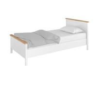 sevilla kids wooden single bed with mattress in matt white