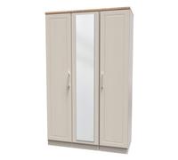 Sevilla Ready Assembled Traditional Matt Beige Oak Effect Large Triple Wardrobe With 1 Mirror Door (H)1825mm (W)1110mm (D)530mm