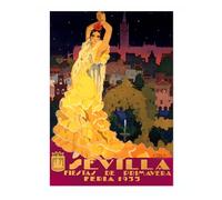Sevilla, Spain Vintage Spanish Travel Poster, Retro Spain Tourism Print, Decoration Wall Art Seville Landmark Bedroom Decor, A2 (Print Only) - 59.4x42cm