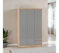 Seconique Seville 3 Door 2 Drawer Wardrobe In Oak And Grey Sheen Finish