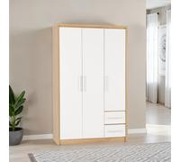 Seconique Seville 3 Door 2 Drawer Wardrobe In Oak And White