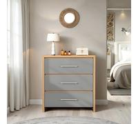 Seville 3 Drawer Chest Grey Gloss Light Oak Bedroom Storage Cabinet