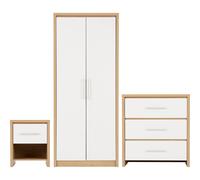 Seconique Seville Bedroom Set - White Gloss/Light Oak Effect Veneer, White