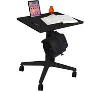 Seville Classics Black Xl Airlift Table With Cup And Mobile Holder