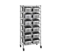 Seville Classics Heavy Duty NSF Bin Rack Solid Steel Wire Shelving Storage Unit, Patented Organizer for Garage, Warehouse, Office, Restaurant, Classroom, Kitchen, Gray, includes 12 Bins