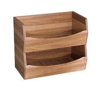 Seville Classics Premium Organizer Storage Bins for Kitchen Silverware, Pantry, Closet, Office Desk, Pens, Utensils, Makeup, K Cup, Acacia, Stackable Bin Set (2 Piece)