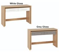 Seconique Seville 2 Drawer Slider Desk In Grey Gloss Light Oak Effect Veneer
