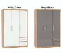 Seville Grey Gloss Oak Bedroom Furniture Range Quality Wardrobe Chest Bedside