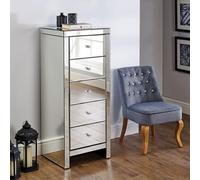 Seville Mirrored 5 Drawer Tall Chest