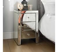 Seville Narrow Bedside Cabinet - 3 Drawer - Mirrored