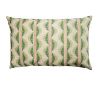 Seville Stripe Linen Blend XL Rectangular Cushion Cover. Sage Green and Coral Pink Nautical Stripe. Scandi Coastal Linen and Cotton Mix. 23x15" Cover Only