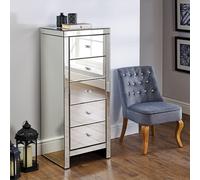Seville Tall Chest - 5 Drawer - Mirrored