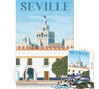 Seville Travel Poster Puzzles for Adults 1000 Puzzles Analytical Skill Leisure Escape Tight Join Seasonal Gift (38x52cm)