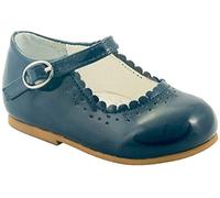 Sevva Baby Infant Girls Patent Non Slip First Walking Shoes Spanish Style Emma White Navy Black Pink Red Wedding Party ( UK 2 (18 Euro) 11cm 6-12 months, Navy)