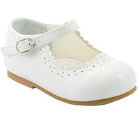 Sevva Baby Infant Girls Patent Non Slip First Walking Shoes Spanish Style Emma White Pink Red Wedding Party (UK 4 (20 Euro) 13cm 18-24 months, White)