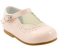 Sevva Baby Infant Girls Patent Non Slip First Walking Shoes Spanish Style Emma White Pink Red Wedding Party (UK 5 (22 Euro) 14cm 24-30 months, Pink)