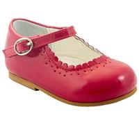 Sevva Baby Infant Girls Patent Non Slip First Walking Shoes Spanish Style Emma White Pink Red Wedding Party (UK 5 (22 Euro) 14cm 24-30 months, Red)