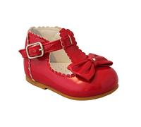 Sevva Baby Infant Girls Spanish Style Patent Walking Shoes + Bow Size 2 3 4 5 6 (UK 2 (18 Euro) 11cm 6-12 months, Red)
