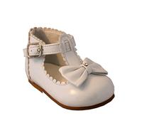 Sevva Baby Infant Girls Spanish Style Patent Walking Shoes + Bow Size 2 3 4 5 6 (UK 5 (22 Euro) 14cm 24-30 months, White)