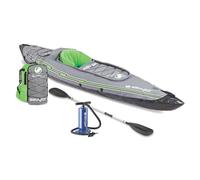 Sevylor QuickPak K5 24 Gauge PVC Polyester 1 Person Inflatable Kayak w/Hand Pump, Paddle, Double Lock Valves and Easy To Carry Backpack System, Gray