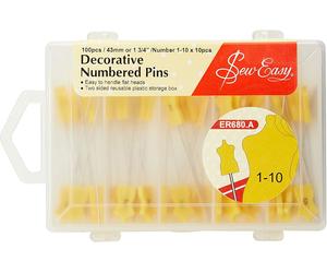 Sew Easy Decorative Numbered Pins for Dressmaking 43mm 100 Pins (1-10 x 10)