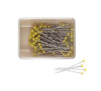 Sew Easy Glass Head Pins - 100 Pcs 45mm x 0.70mm, Heat Proof for Dressmaking Quilting Sewing Fabric, Yellow