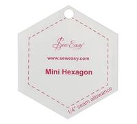 Sew Easy Mini Template - Hexagon Quilting & Patchwork Shapes for Applique Sewing, Transparent Acrylic Non-Slip, 2.87 x 2.5”