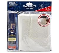 Sew Easy Sashiko Kit - 65 x 35cm Craft Your Own Apron, Complete Set with Thread Fabric Templates Pencil Needles Instructions