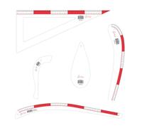 Sew Easy Tailors Template Set - 5 Pieces Quilting & Patchwork Rule for Applique Sewing, Transparent Acrylic Non-Slip