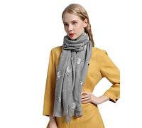SEW ELEGANT NEW Ladies Women's French Bulldog Print Scarf Stone Grey