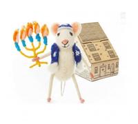 Sew Heart Felt | Happy Hanukkah Mouse | Hanukkah Decoration | Handmade Wool Felt Ornament | Fair Trade Plush Animal Ornament | Gift for Any Occasion | Perfect for New Spaces & Home Accessories
