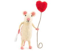 Sew Heart Felt - Happy Heart Balloon Mouse - Wool Decorative Figurine