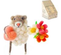 Sew Heart Felt | Heart and Flowers Sheep | Handmade for Mum | Hand-Felted Wool Sheep Ornament | Cute Keepsake Decoration