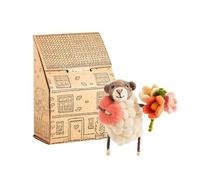 Sew Heart Felt | Heart and Flowers Sheep | Handmade Valentine Gift for Her or Him | Hand-Felted Wool Sheep Ornament | Romantic Couple Home Décor