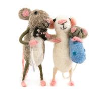 Sew Heart Felt | Mummy and Daddy Mice Carrying Baby Boy | New Mum Gifts | Mum-to-Be Gift | Baby Shower Present for New Parents