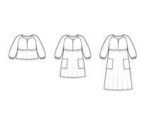 Sew House Seven Romey Gathered Dress and Top Pattern, White/Black