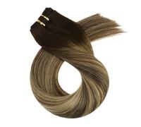 Sew In Bundles Human Hair Natural Straight Remy Hair Weft Weaving 100G Real Hair Extensions Human Hair Easy To Use(16inches,4-27-4)